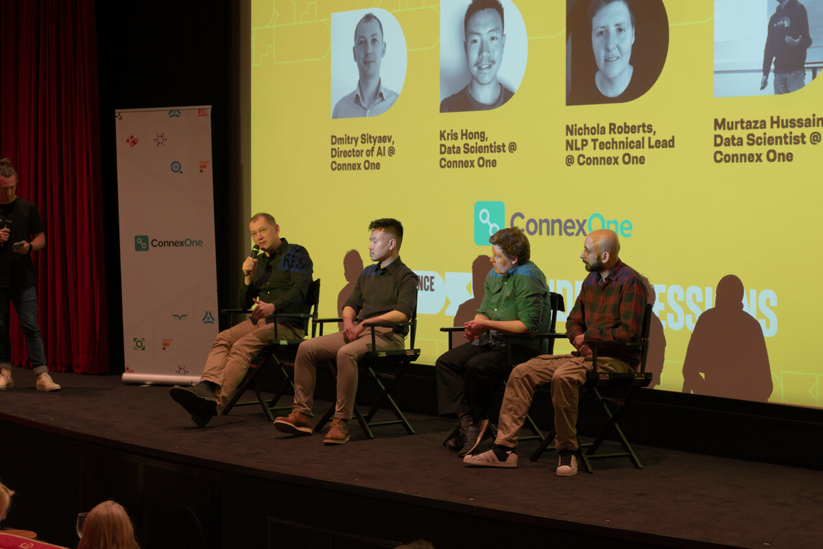 ConnexAI data scientists Dmitry Sityaev, Kris Hong, Nichola Roberts and Murtaza Hussain taking questions from the Data Science Festival audience.